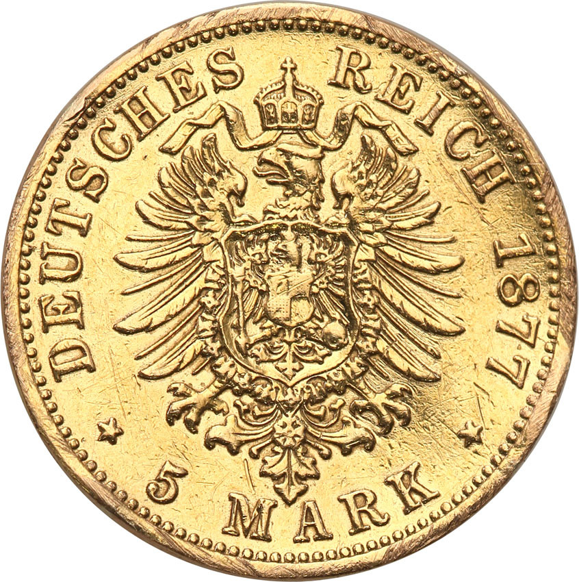 Niemcy, Wirtembergia. Karol. 5 marek 1877 F